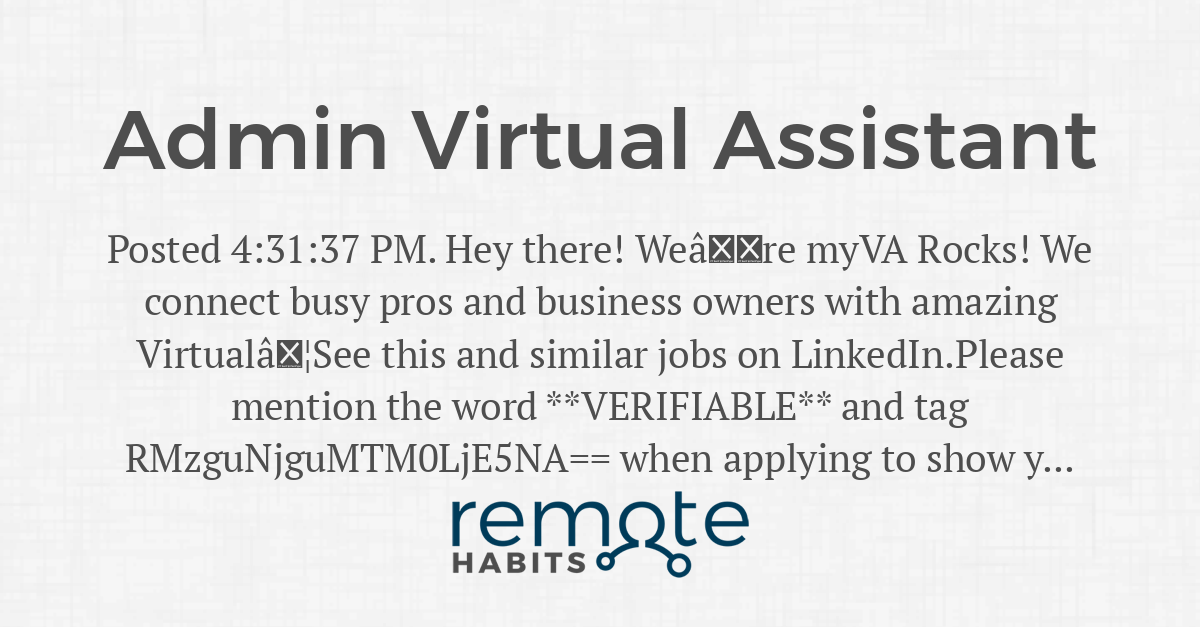 Admin Virtual Assistant — Remote Habits