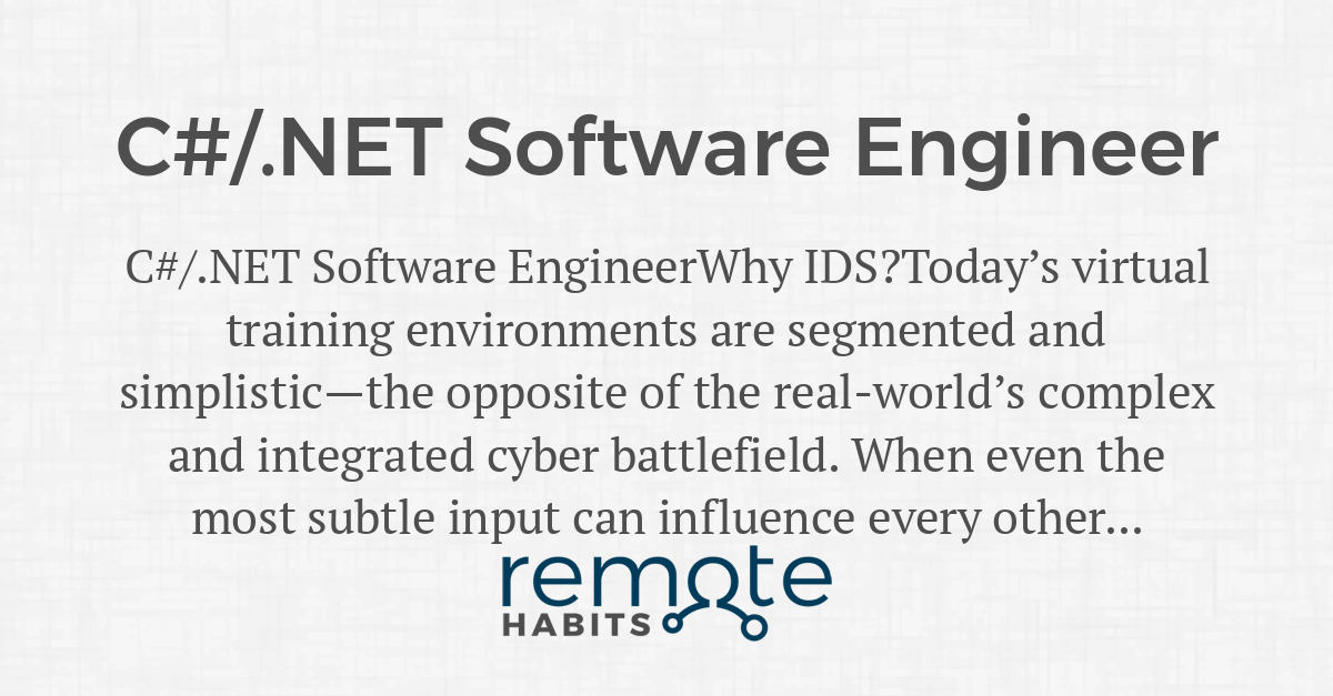 Software Engineer — Remote Habits