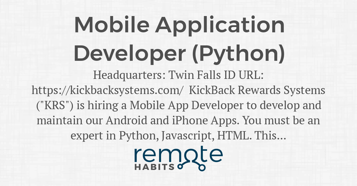 Mobile Application Developer (Python) — Remote Habits