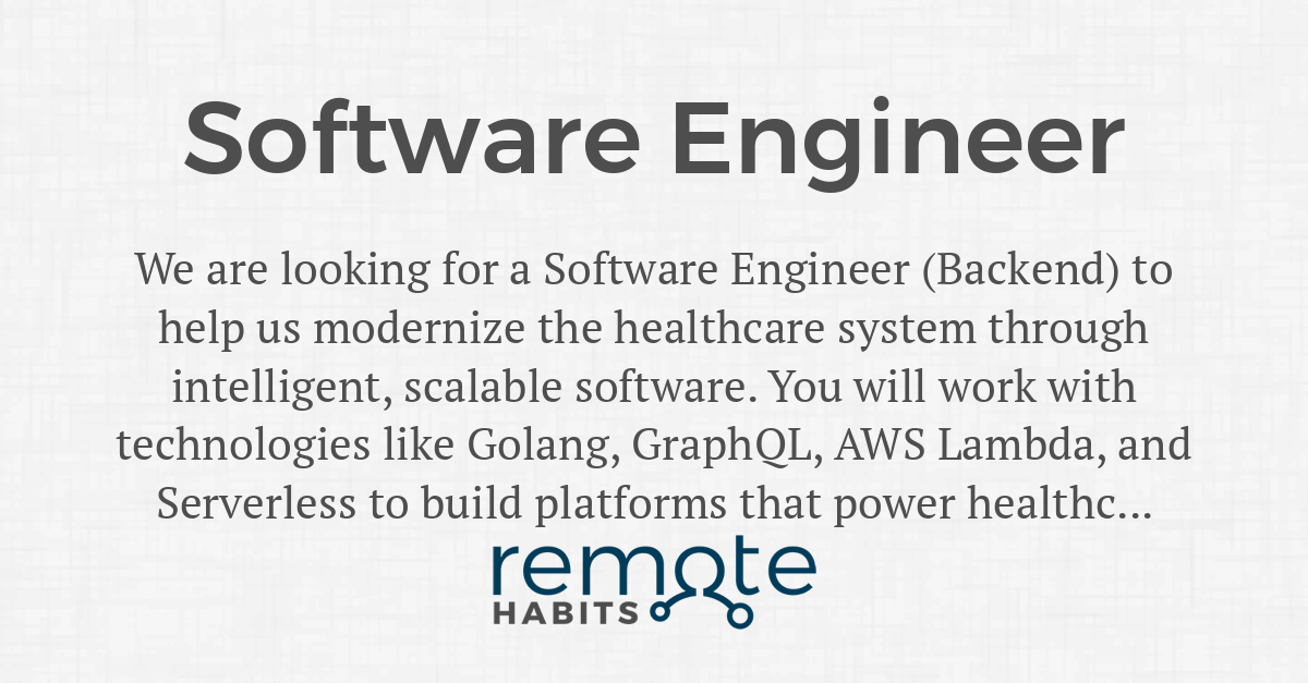 Software Engineer — Remote Habits