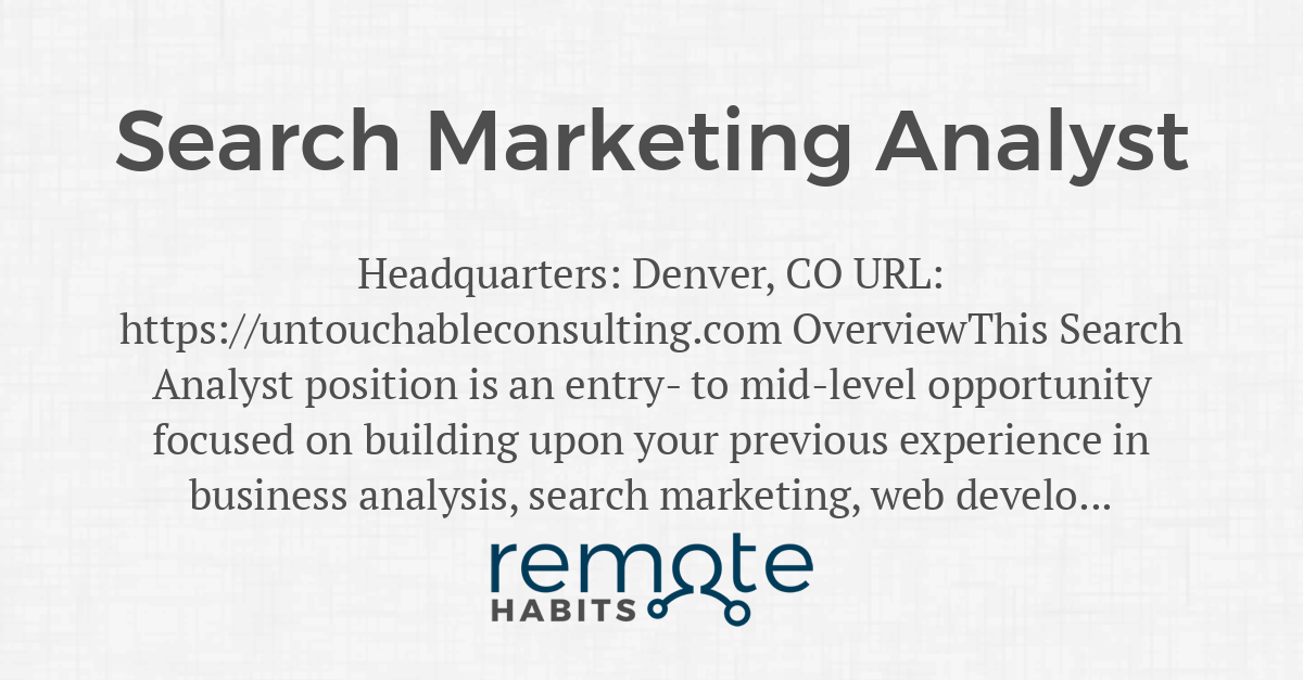 what is search marketing analyst