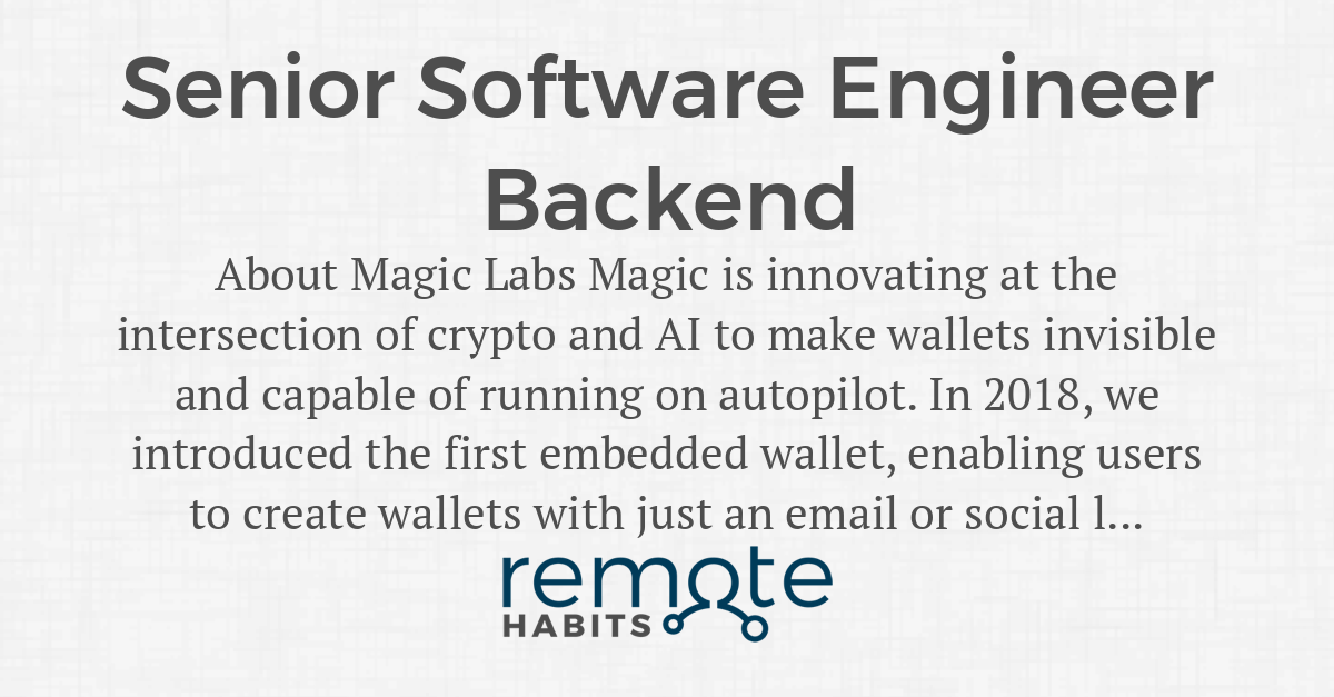 Senior Software Engineer Backend — Remote Habits
