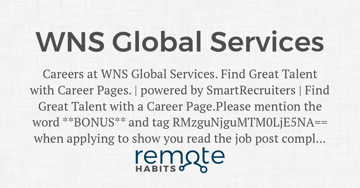 WNS Global Services — Remote Habits