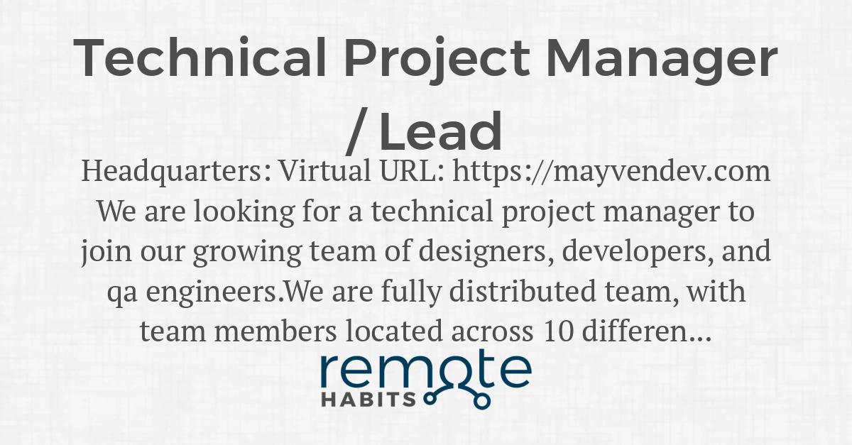 technical-project-manager-lead-remote-habits